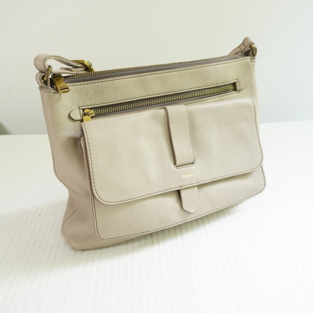 Fossil Crossbody Bag Leather Purse Handbag with Pockets Taupe